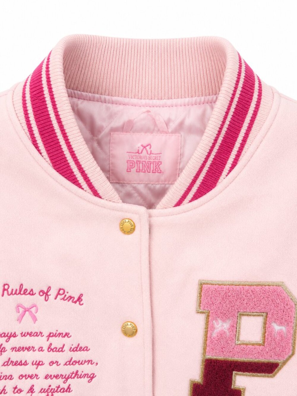 NEW LoveShackFancy x Victoria's Secret PINK Varsity Letterman Jacket | Small - Picture 3 of 4